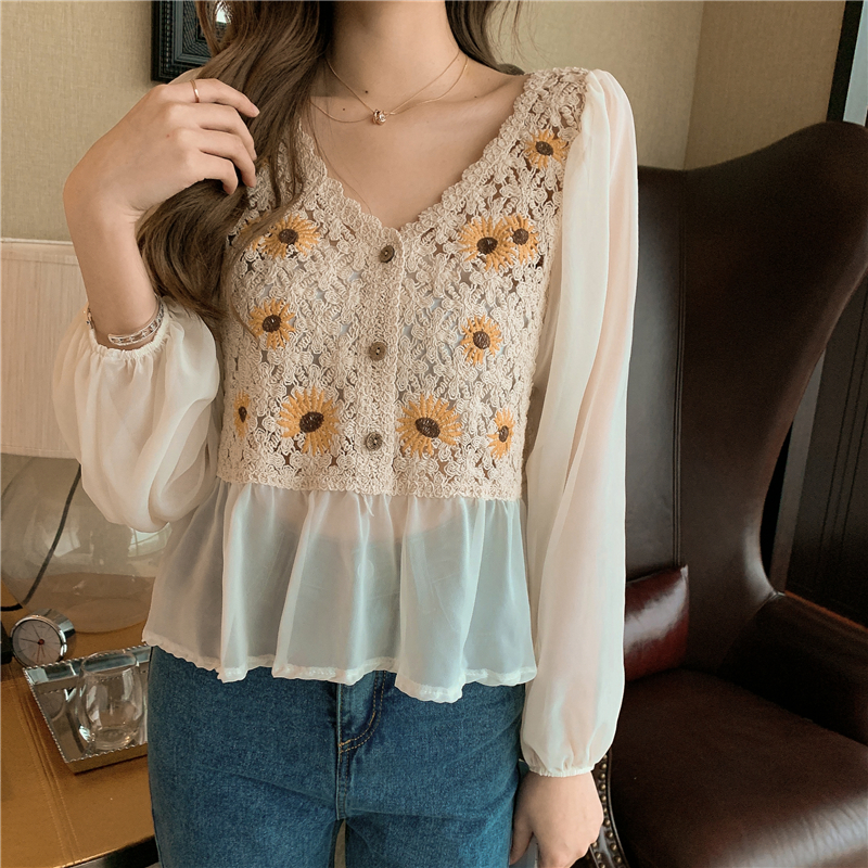 Embroidery Daisy Flower - Crochet Top Chiffon Flower Embroidery Daisy