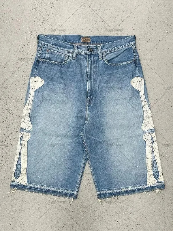 Embroidery Letter - Deeptown Y2k Vintage Harajuku Denim Shorts