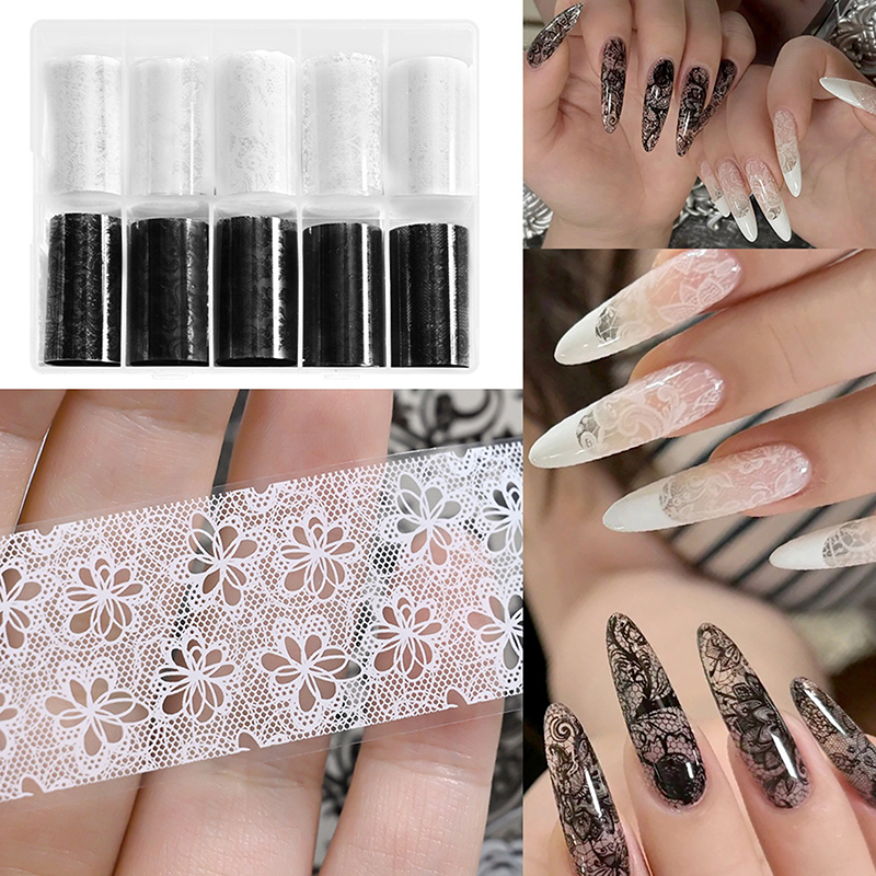 Transfer Paper Carbon - 【1/10Rolls Elegant Lace Flower Nail Transfer