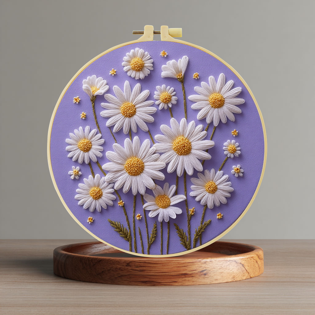 Embroidery Daisy Flower - 1pc 20X20CM/15X15CM daisy Embroidery Starter Kit