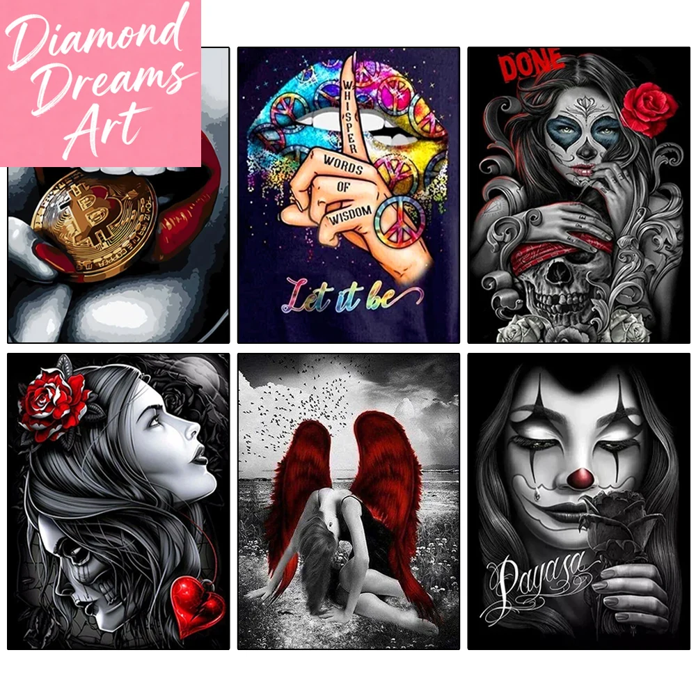 Embroidery Uae - Frameless,5D DIY Square/Round Diamond Embroidery Skull