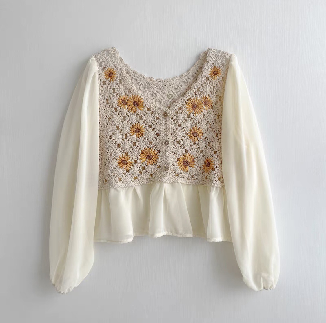 Crochet Top Chiffon Flower Emb – Embroidery Daisy Flower Bewertung und Preis