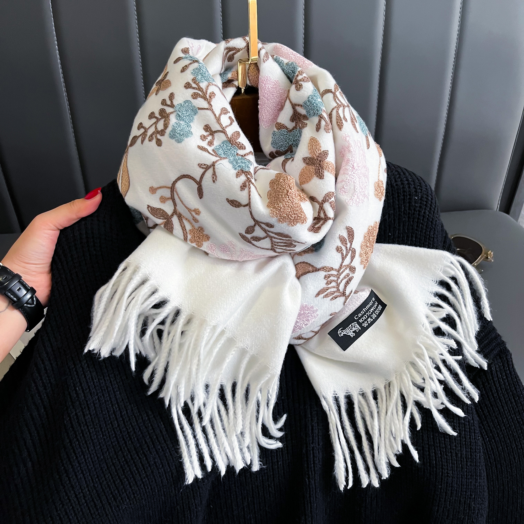 New Winter Warm Cashmere Scarf – Embroidery Pashmina Bewertung und Preis