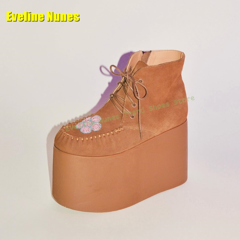 Brown Flower Embroidery Platfo – Embroidery Print Bewertung und Preis