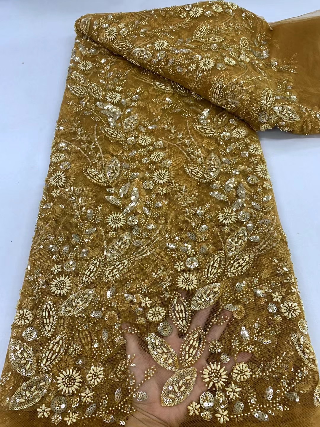 Gold French Beaded Lace Bride  – Embroidery Pashmina Bewertung und Preis