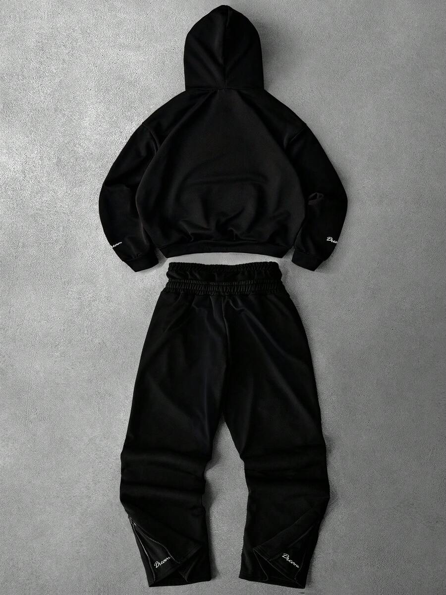 Men Black Hoodie And Joggers S – Embroidery Letter Bewertung und Preis