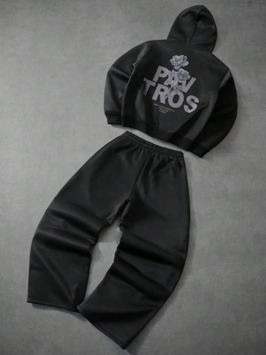 Men Black Hoodie And Joggers S – Embroidery Letter Bewertung und Preis