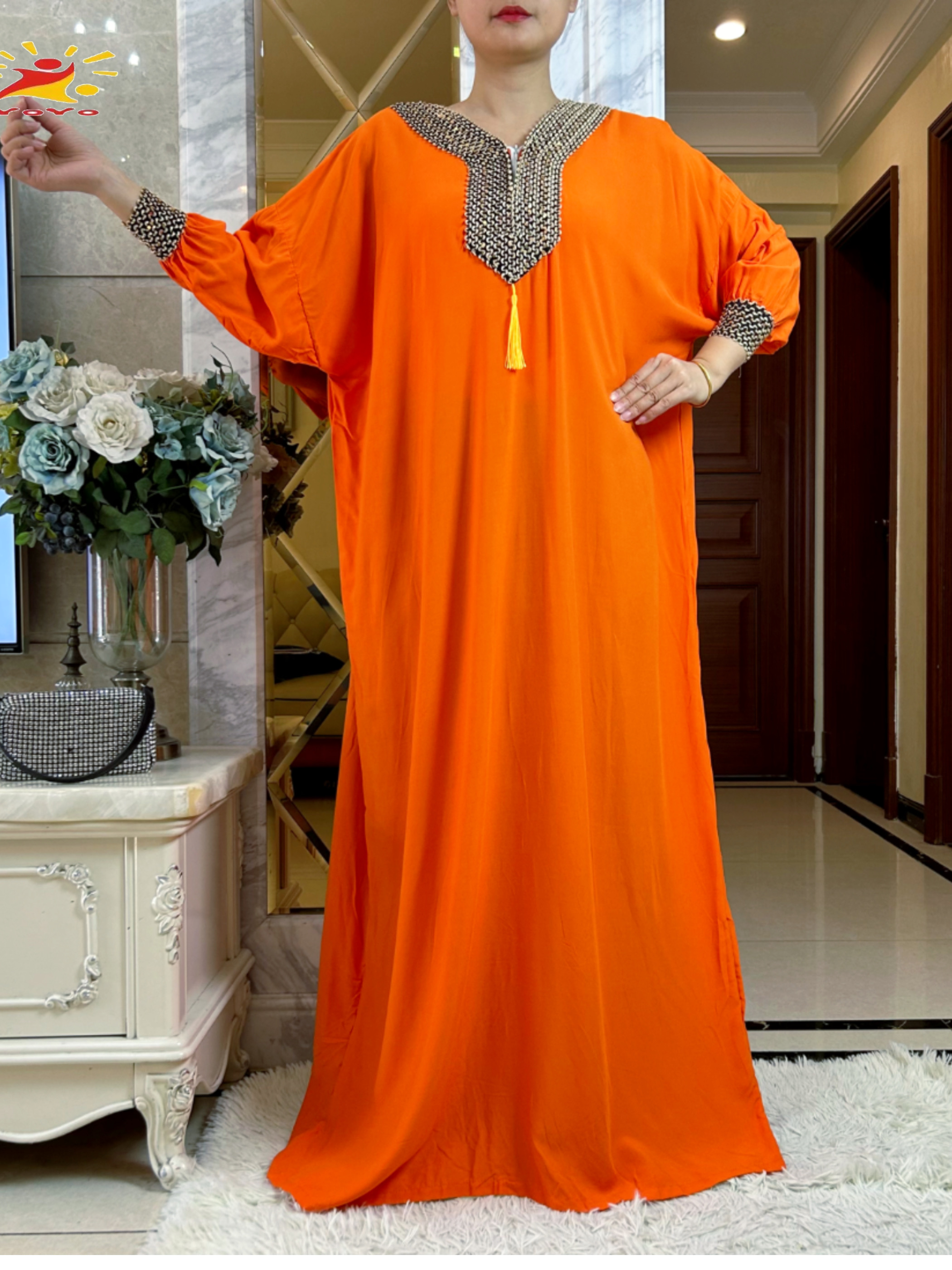 2025New Muslim Women Long Slee – Embroidery Pashmina Bewertung und Preis