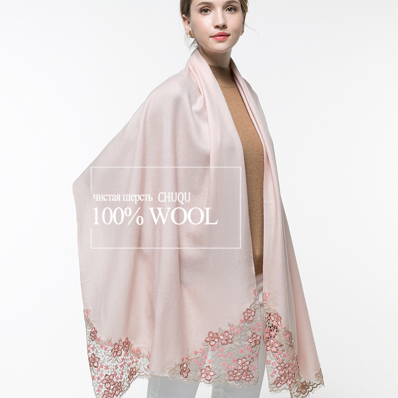 100% Real Wool Pink Scarf Wome – Embroidery Pashmina Bewertung und Preis