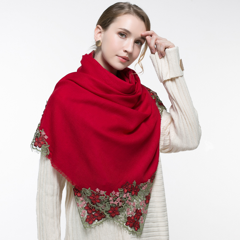 100% Real Wool Pink Scarf Wome – Embroidery Pashmina Bewertung und Preis