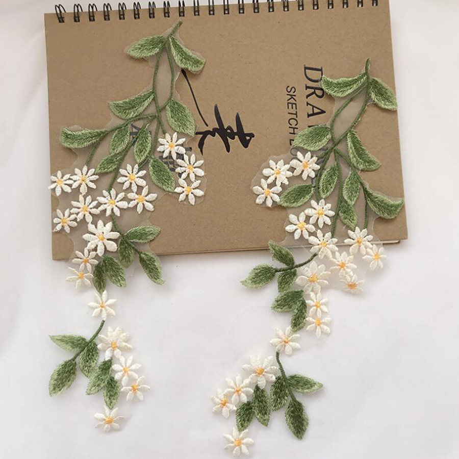 1Pairs Green Leaf Daisy Flower – Embroidery Daisy Flower Bewertung und Preis