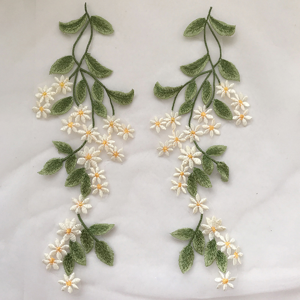 1Pairs Green Leaf Daisy Flower – Embroidery Daisy Flower Bewertung und Preis