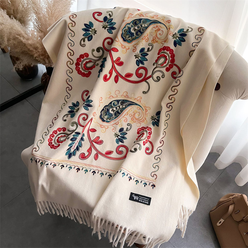 2024 Fashion Scarf Winter Thic – Embroidery Pashmina Bewertung und Preis