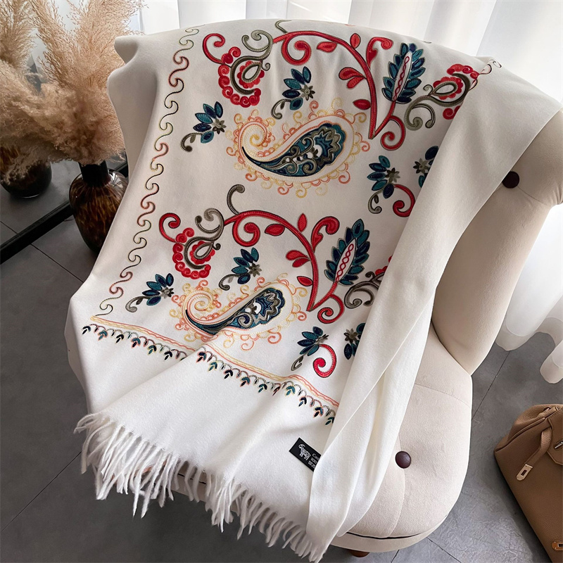 2024 Fashion Scarf Winter Thic – Embroidery Pashmina Bewertung und Preis