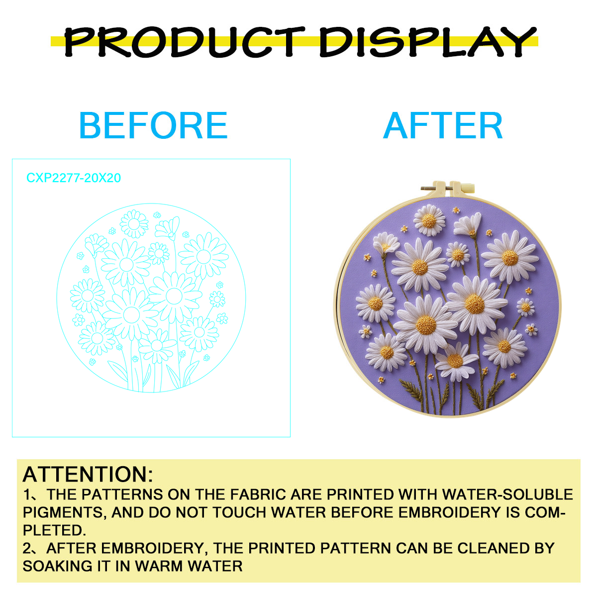 1pc 20X20CM/15X15CM daisy Embr – Embroidery Daisy Flower Bewertung und Preis