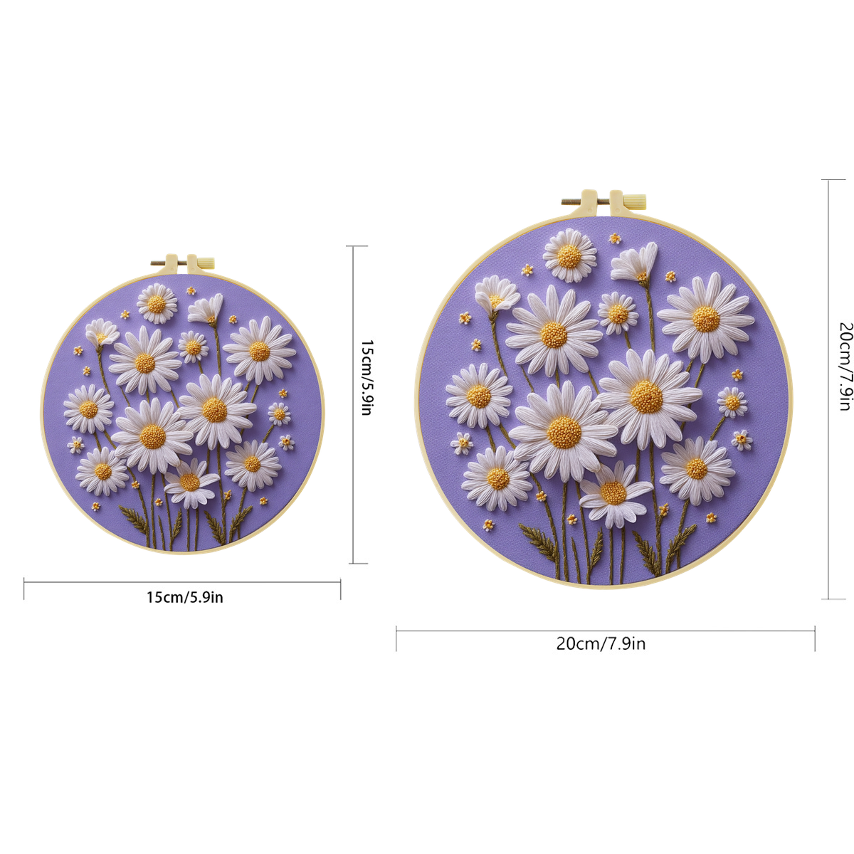 1pc 20X20CM/15X15CM daisy Embr – Embroidery Daisy Flower Bewertung und Preis