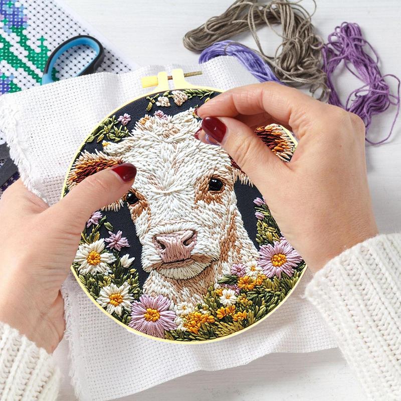 Embroidery Kits For Adults Cow – Embroidery Daisy Flower Bewertung und Preis