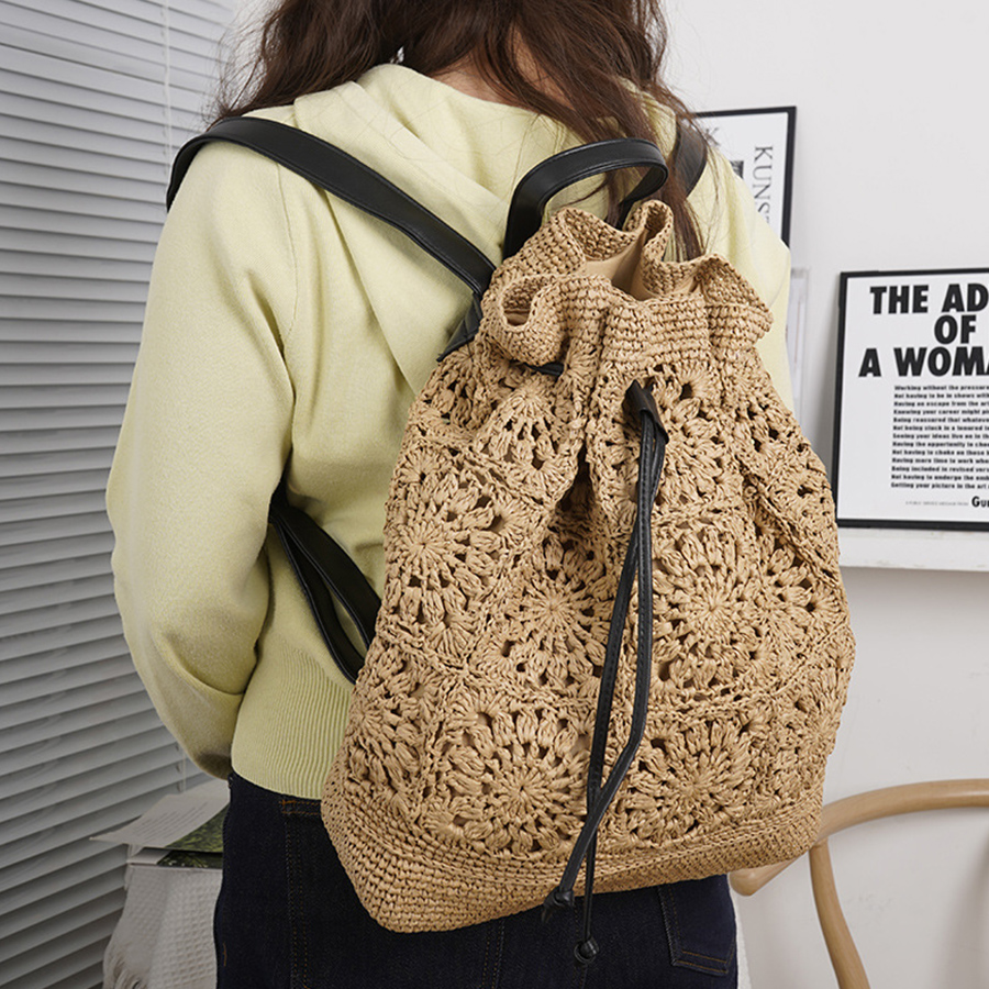 Straw Drawstring Backpack Summ – Embroidery Bali Bewertung und Preis